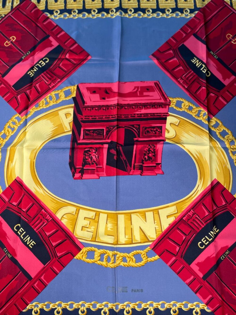 Vintage Céline Paris Silk Scarf – Arc de Triomphe Motif - Picture 2 of 14